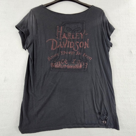 Harley Davidson Shirt Women Extra Large XL Black Motorcycle 1 Skull - Picture 8 of 9